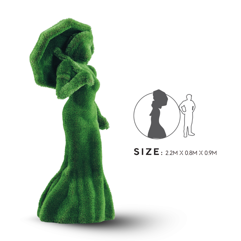  Mô hình TT, hình cô gái cầm dù (T3- 1008), 2,2h*0,8d*0,9w m 