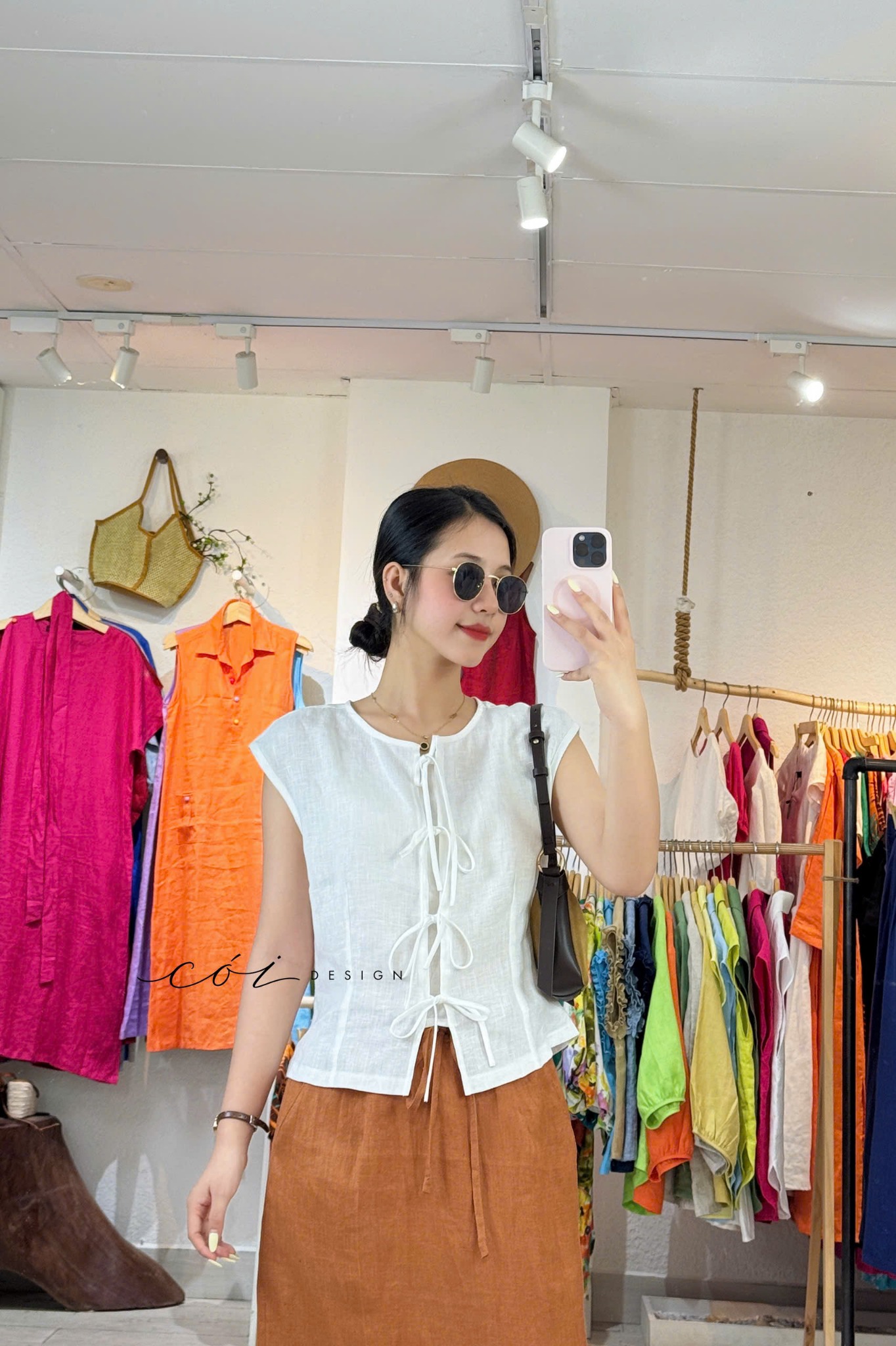 Chân váy dáng suông rút eo linen tưng premium Cói Desig