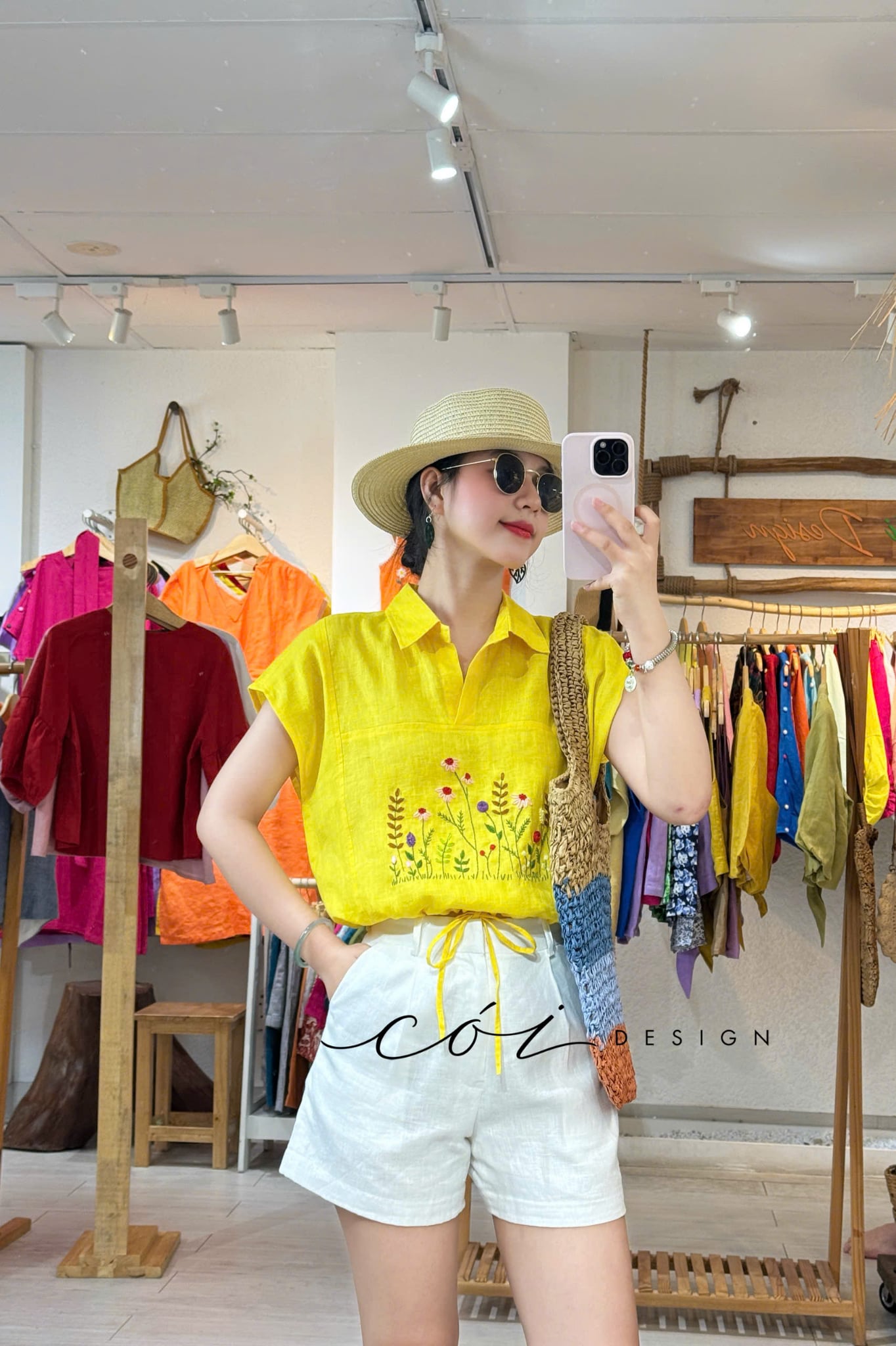 Áo thêu vườn hoa tháng hạ linen tưng premium Cói Design