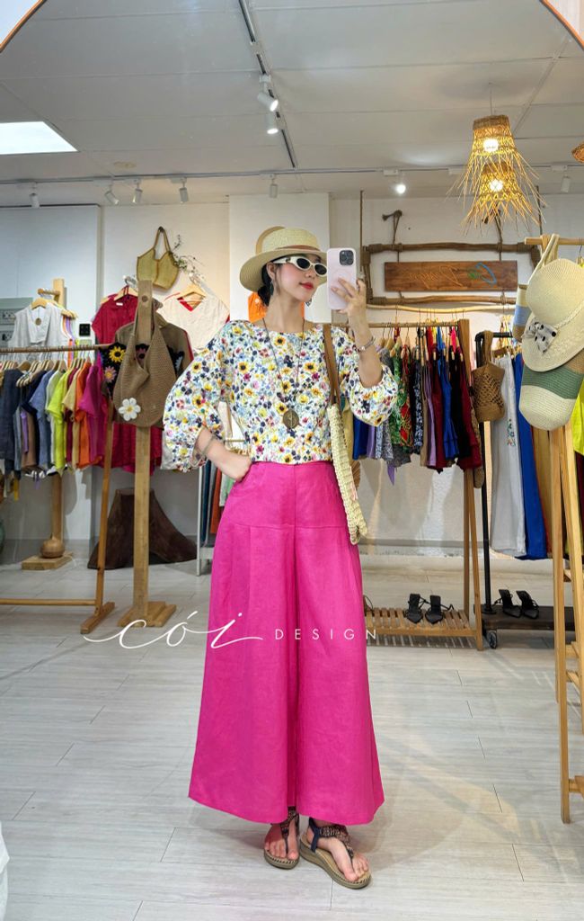 Quần xếp ly 2 túi sau linen tưng premium Cói Design