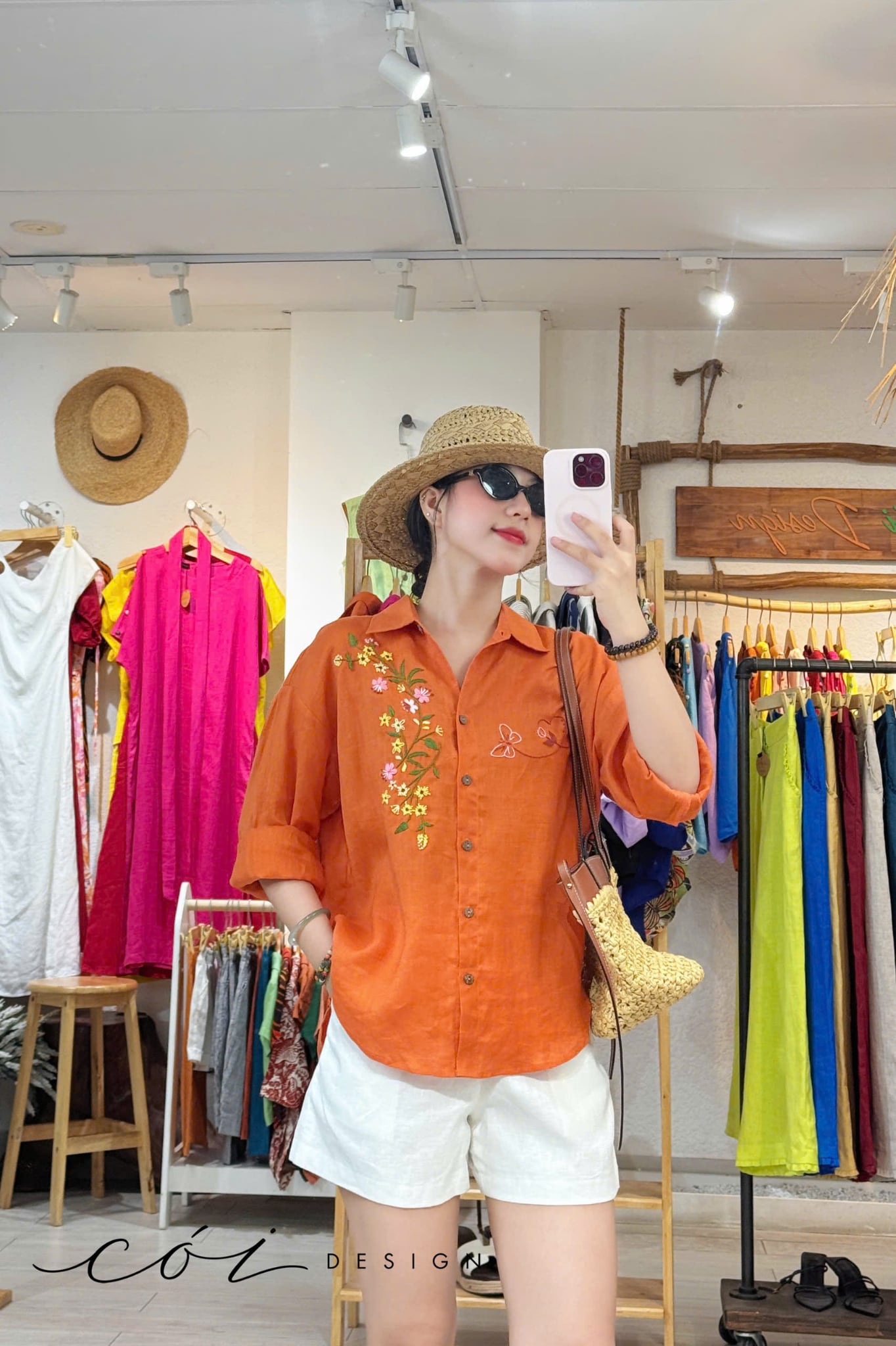 Áo sơ mi thêu Mùa Thương linen tưng premium Cói Design