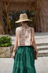 Áo sát nách croptop cổ sơ mi linen Cói Design