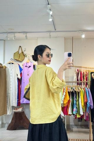 Áo sơ mi phối hoa Handmade linen tưng premium Cói Design