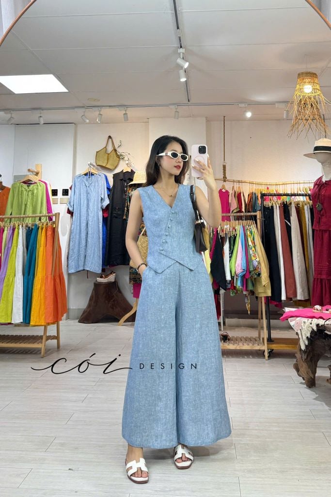 Quần 8 mảnh form váy linen tưng premium Cói Design
