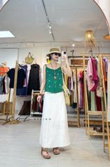 Áo 2 dây thêu hoa rơi linen tưng premium Cói Design