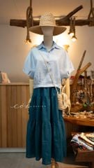 Áo sơ mi nút bọc tay liền Linen tưng premium Cói Design