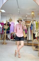 Áo sơ mi form suông phối nút lưng linen tưng premium Cói Design