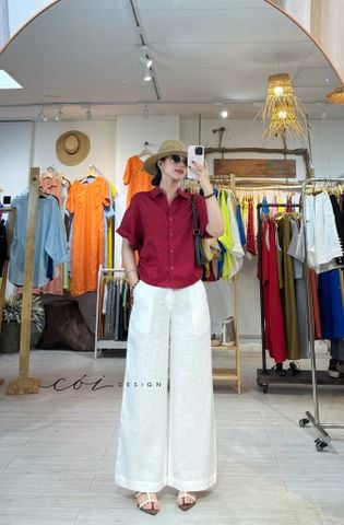 Áo sơ mi rút dây sườn linen tưng Cói Design