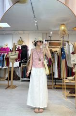 Áo sát nách thêu tay hoa rơi viền sò linen tưng premium Cói Design