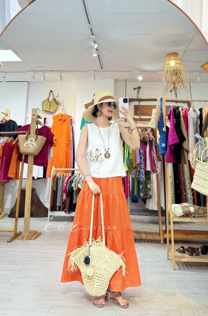 Áo nút bọc màu Vườn Hoa Trong Túi tưng premium Cói Design