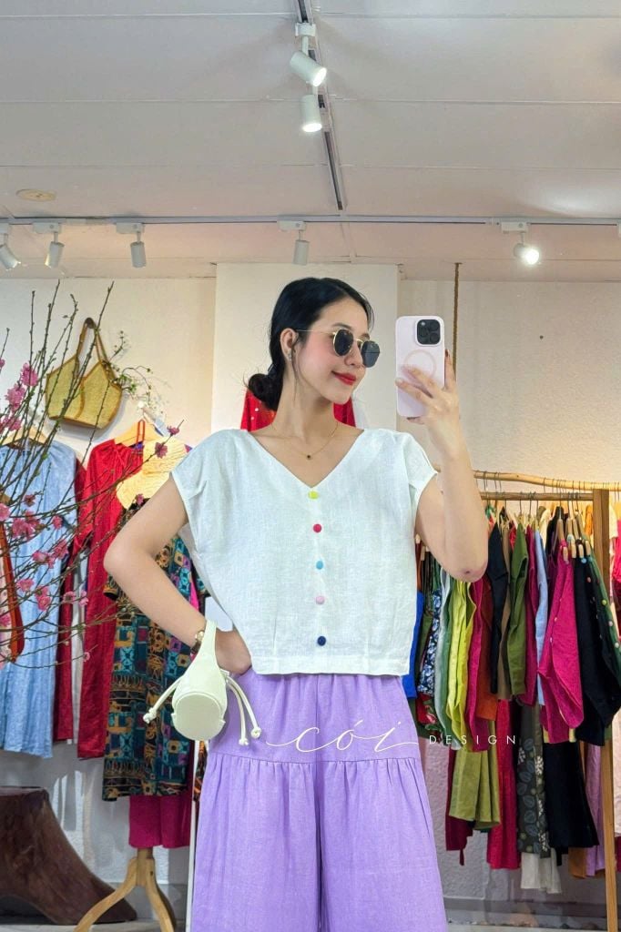 Quần 1 tầng suông lưng thun linen tưng premium Cói Design