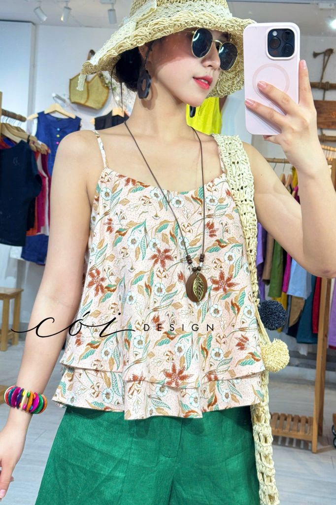 Áo 2 dây bèo linen tưng premium Cói Design