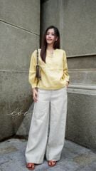 Áo cổ V tay manset linen tưng premium Cói Design