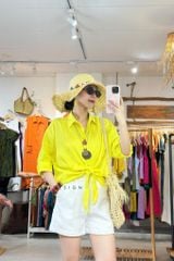 Áo sơ mi thắt nơ linen tưng premium Cói Design