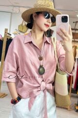 Áo sơ mi thắt nơ linen tưng premium Cói Design