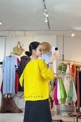Áo cổ tròn tay nhún lồng đèn linen tưng premium Cói Design