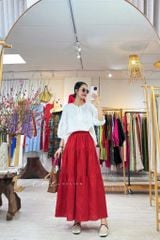 Áo cổ tròn tay nhún lồng đèn linen tưng premium Cói Design