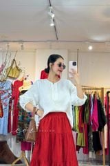 Áo cổ tròn tay nhún lồng đèn linen tưng premium Cói Design