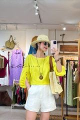 Áo tay phồng phối nơ lưng linen tưng premium Cói Design