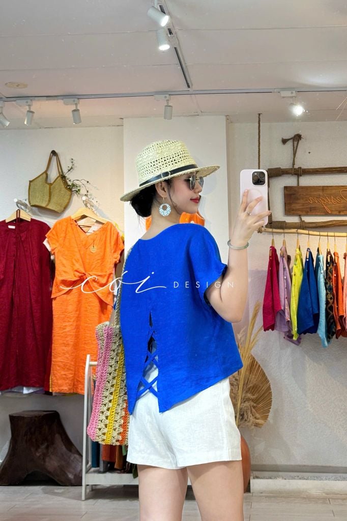 Áo tà đan chéo linen tưng premium Cói Design