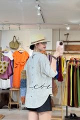 Áo sơ mi form suông phối nút lưng linen tưng premium Cói Design