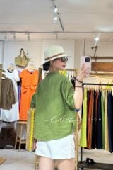 Áo sơ mi nút lưng phối túi linen tưng premium Cói Design