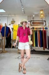 Áo sơ mi nút lưng phối túi linen tưng premium Cói Design