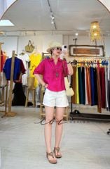 Áo sơ mi nút lưng phối túi linen tưng premium Cói Design