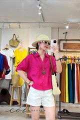 Áo sơ mi nút lưng phối túi linen tưng premium Cói Design