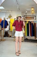 Áo sơ mi nút lưng phối túi linen tưng premium Cói Design