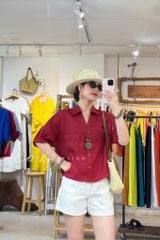 Áo sơ mi nút lưng phối túi linen tưng premium Cói Design