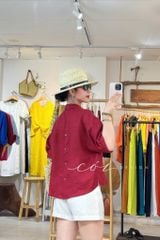 Áo sơ mi nút lưng phối túi linen tưng premium Cói Design