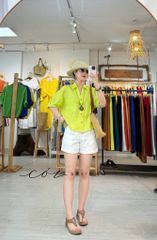Áo sơ mi nút lưng phối túi linen tưng premium Cói Design