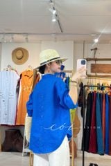 Áo sơ mi thêu Lam Hoa linen tưng premium Cói Design