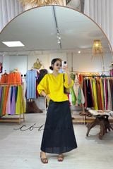 Áo cổ tròn tay nhún lồng đèn linen tưng premium Cói Design
