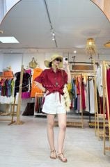 Áo sơ mi thắt nơ linen tưng premium Cói Design