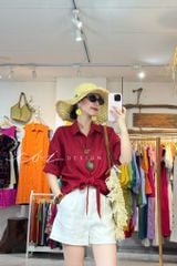 Áo sơ mi thắt nơ linen tưng premium Cói Design