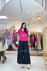 Áo thêu 3 ô linen tưng premium Cói Design