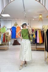 Áo thêu sát nách nút bọc Hoa Gió linen tưng premium Cói Design