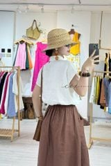 Chân váy dáng dài bo gấu linen tưng premium Cói Design