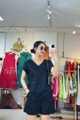 Áo xoắn lưng linen tưng premium Cói Design