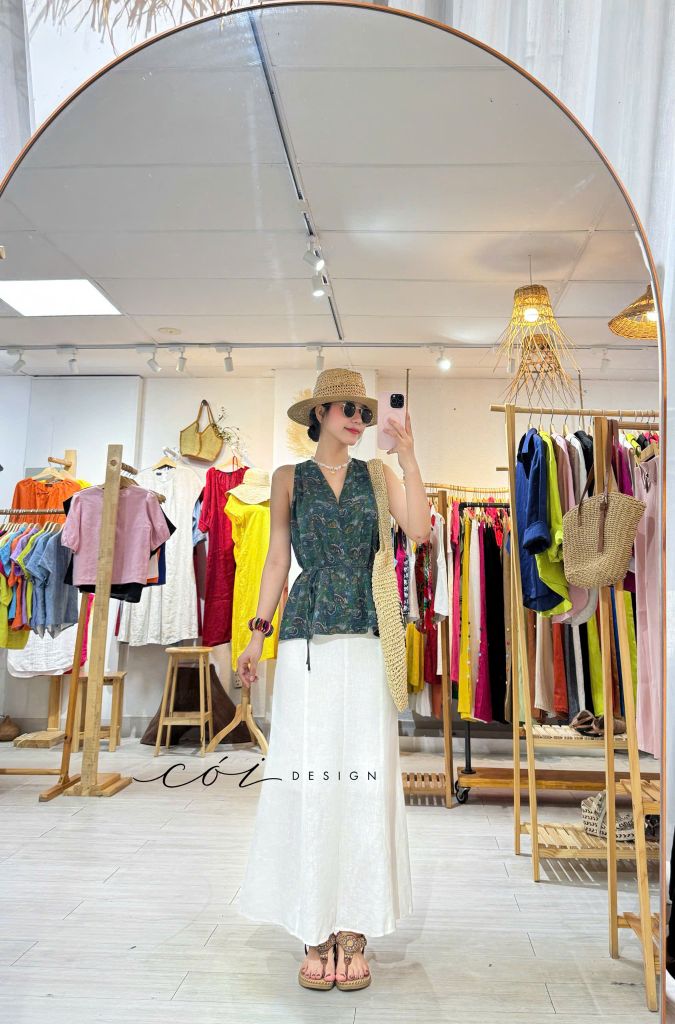 Áo yếm xếp vai linen tưng premium Cói Design