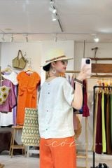 Quần suông phối bèo lai túi linen tưng premium Cói Design