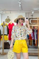 Áo tay phồng phối nơ lưng linen tưng premium Cói Design