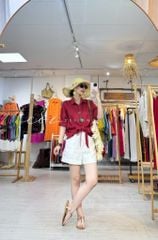 Áo sơ mi thắt nơ linen tưng premium Cói Design