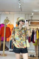 Áo sơ mi form suông phối nút lưng linen tưng premium Cói Design