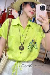 Áo thêu Đồng hoa linen tưng premium Cói Design