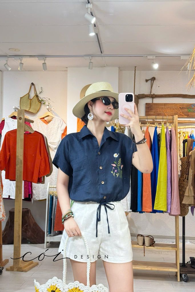 Áo thêu Đồng hoa linen tưng premium Cói Design