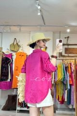 Áo sơ mi form suông phối nút lưng linen tưng premium Cói Design