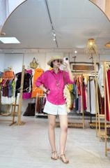 Áo sơ mi form suông phối nút lưng linen tưng premium Cói Design